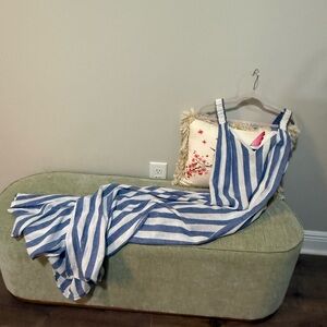 Blue and White Vertical Stripe Maxi Dress